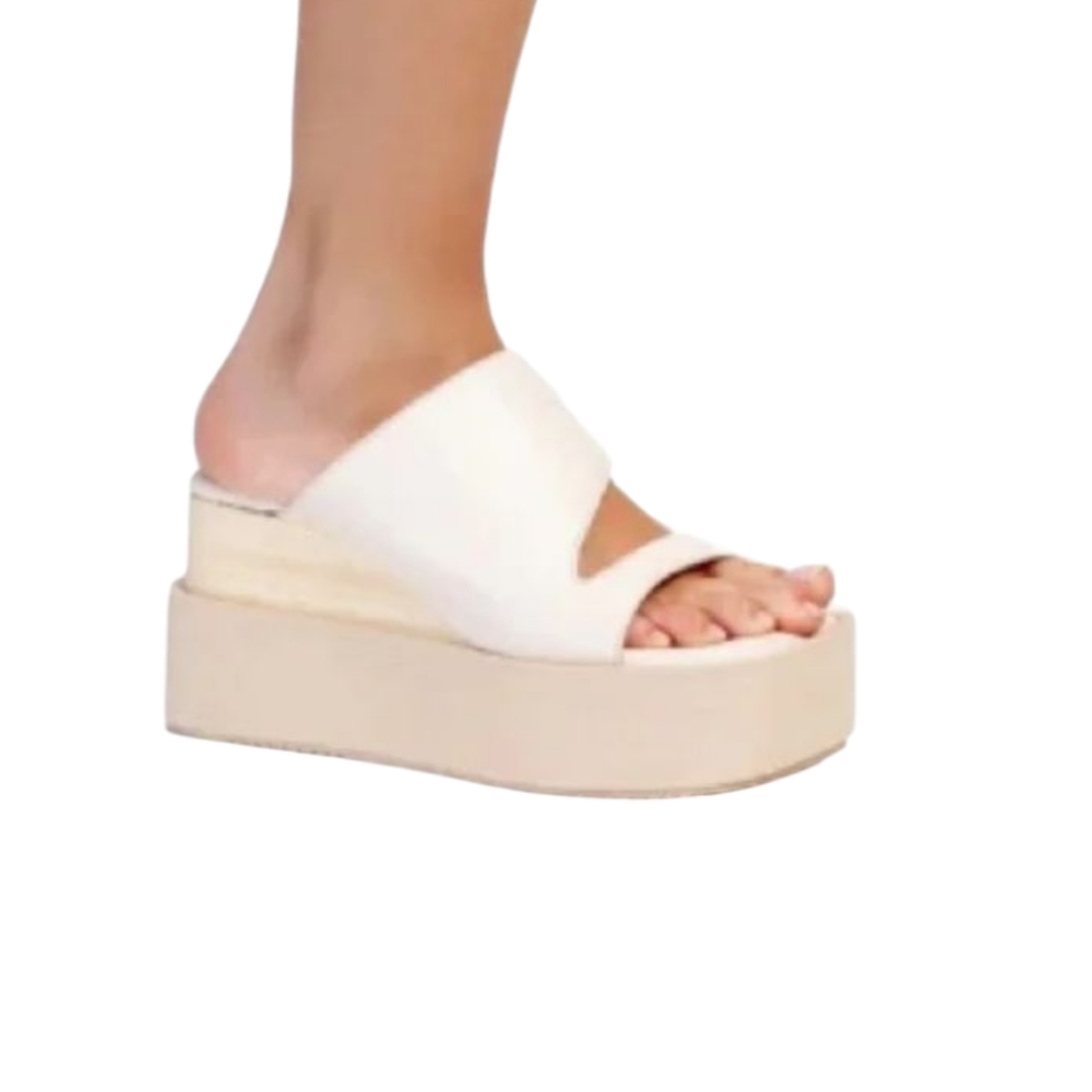 Paloma Barcelo Laxyla Platform Wedge Cream Sandals Glacial Size 40/9.5